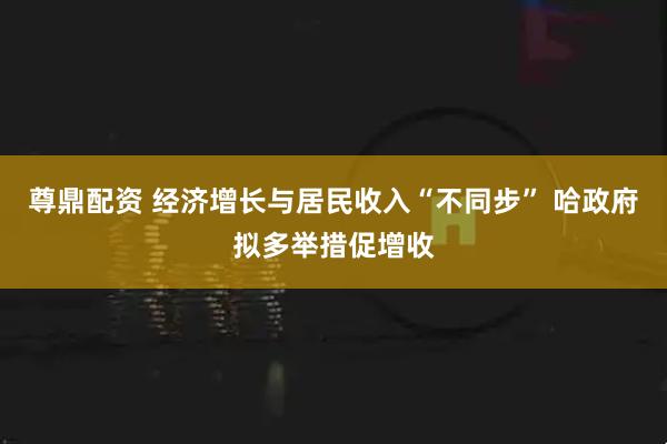 尊鼎配资 经济增长与居民收入“不同步” 哈政府拟多举措促增收